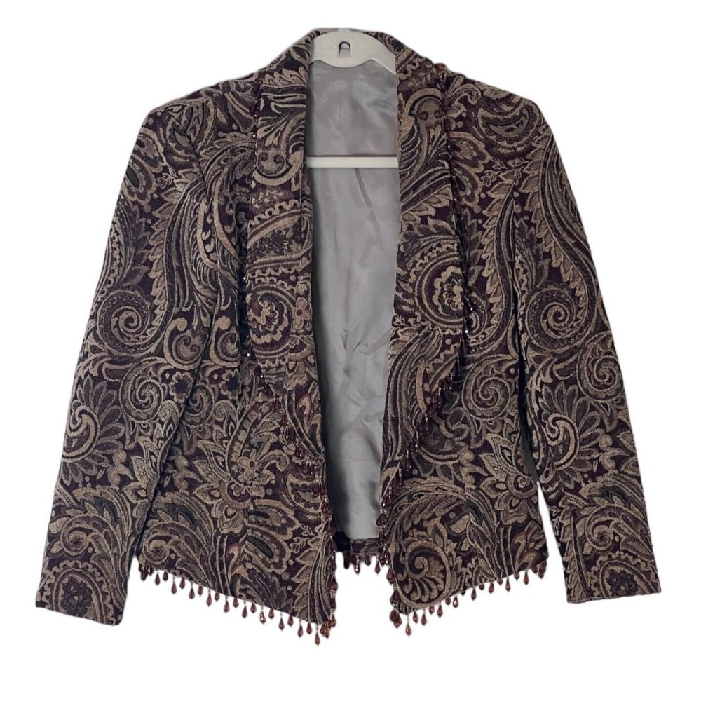 Upholstery Women’s Jacket Size S/M Statement Classy Brown With Beads